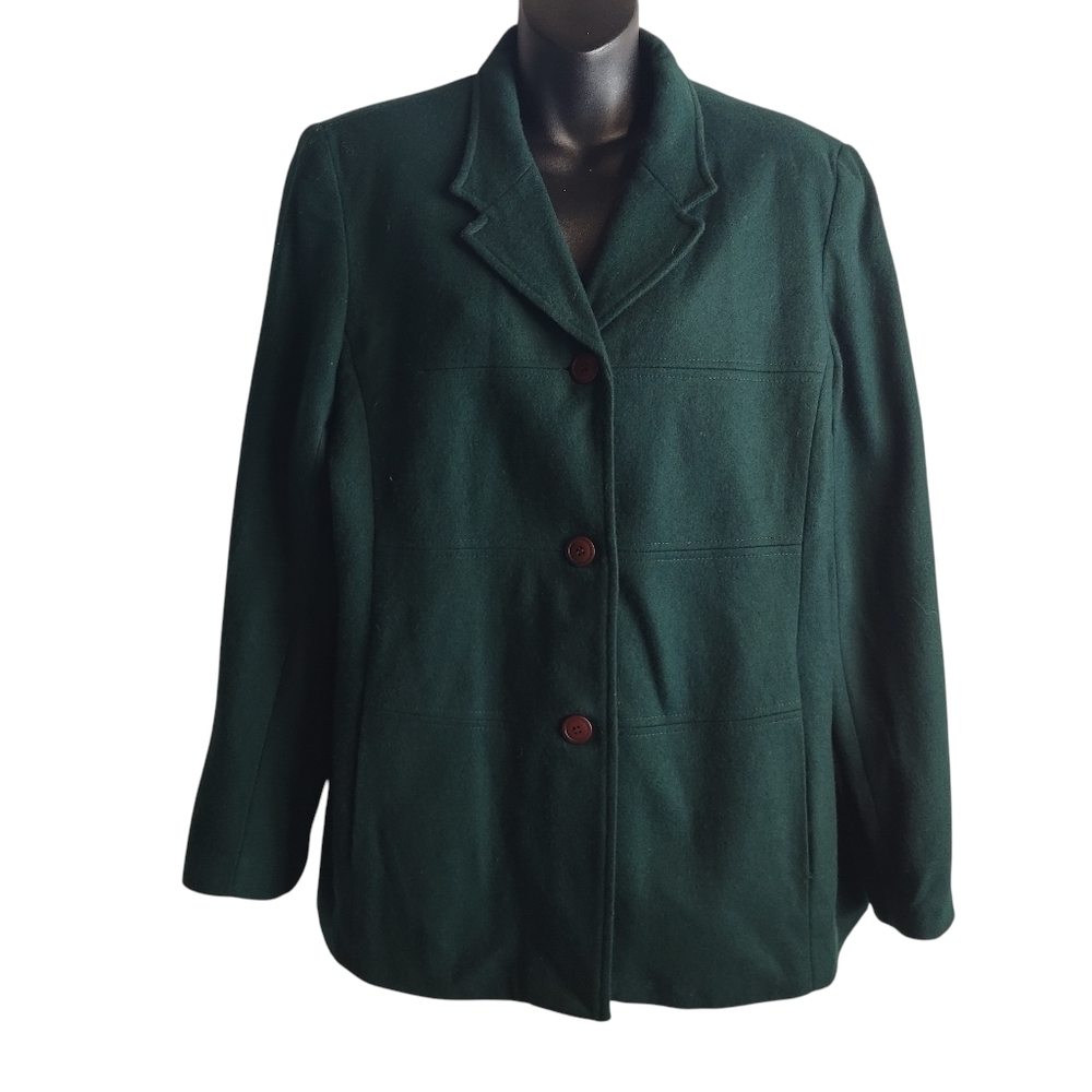 Vtg Norton McNaughton Womens  Green 100% Wool Button Jacket Coat Size 12 NWT